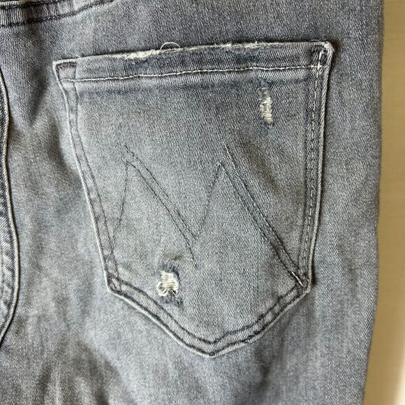 Mother The Looker Gray Medium Wash High Rise Distressed Fray Ankle Jeans Size 27 - Picture 10 of 16